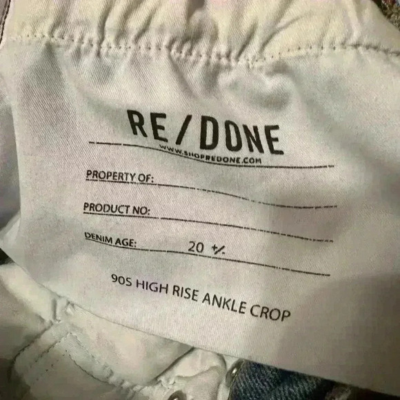 Re/Done Jeans 90’s High Rise Crop Medium Wash Size 28 - Picture 10 of 10